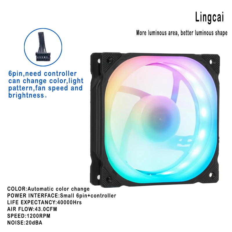 IWONGOU-ventilador de PC RGB 120mm Aura Sync, Enfriador de refrigeración, velocidad ajustable, LED ventinha 12cm, Kit 6 en 1, funda de ordenador, radiador disipador térmico