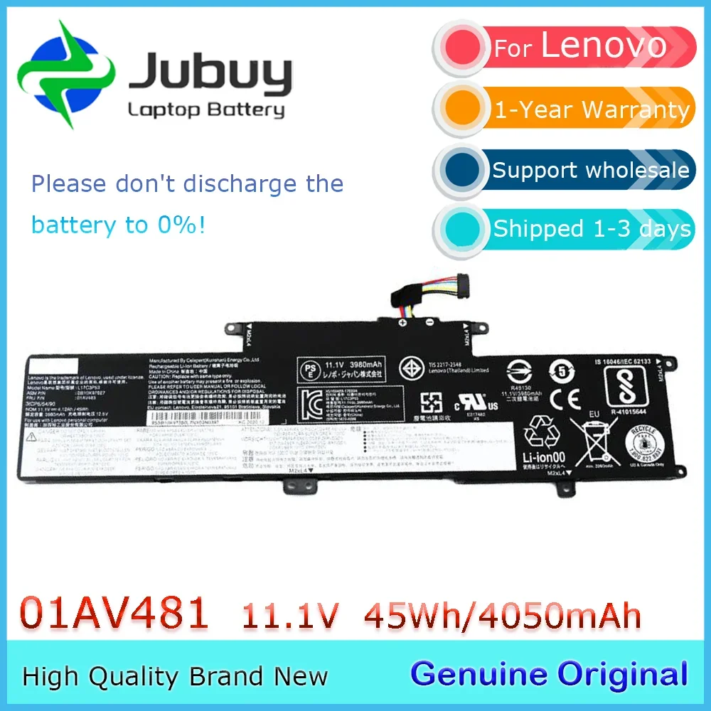 

01AV481 Оригинальный аккумулятор для ноутбука 11,1 В 45 Втч для Lenovo ThinkPad L380 L390 Yoga Series L17M3P55 L17C3P53 L17L3P53 и т. д.