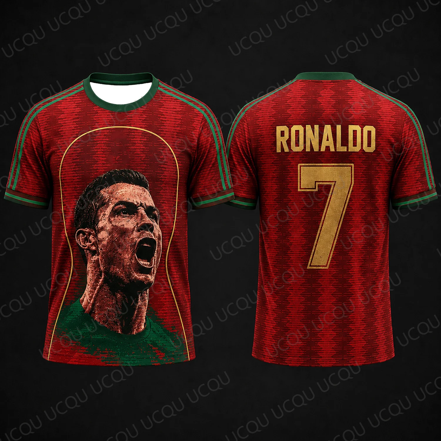 Ronaldo SIU 7 Soccer Jersey Men Women Kids Fan Shirt Red Green Retro Football T-Shirt Gift Top