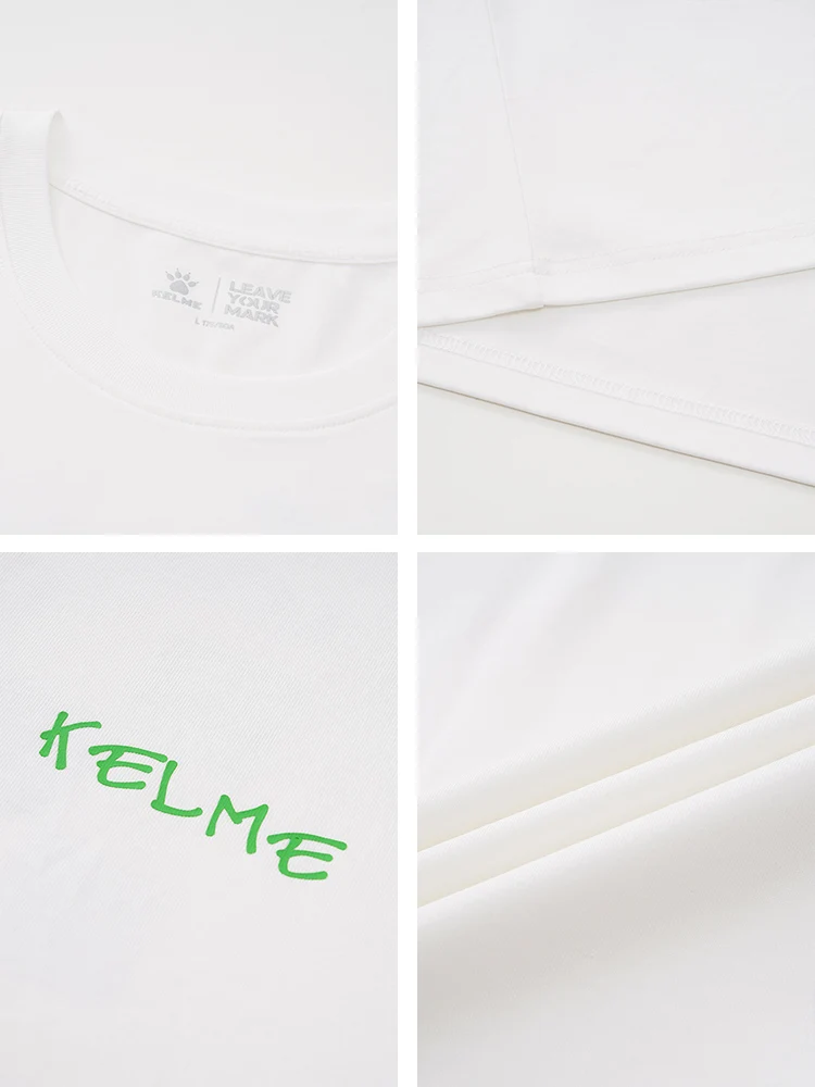 Kelme hommes damier à manches courtes en plein air course à séchage rapide T-shirt ample col rond respirant haut de Football