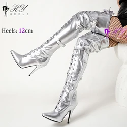 New Sexy Stiletto High Heels Over The Knee Long Boots Women Thigh High Boots Night-Club Dancing Fetish Shoes Lady Big Size 45 46