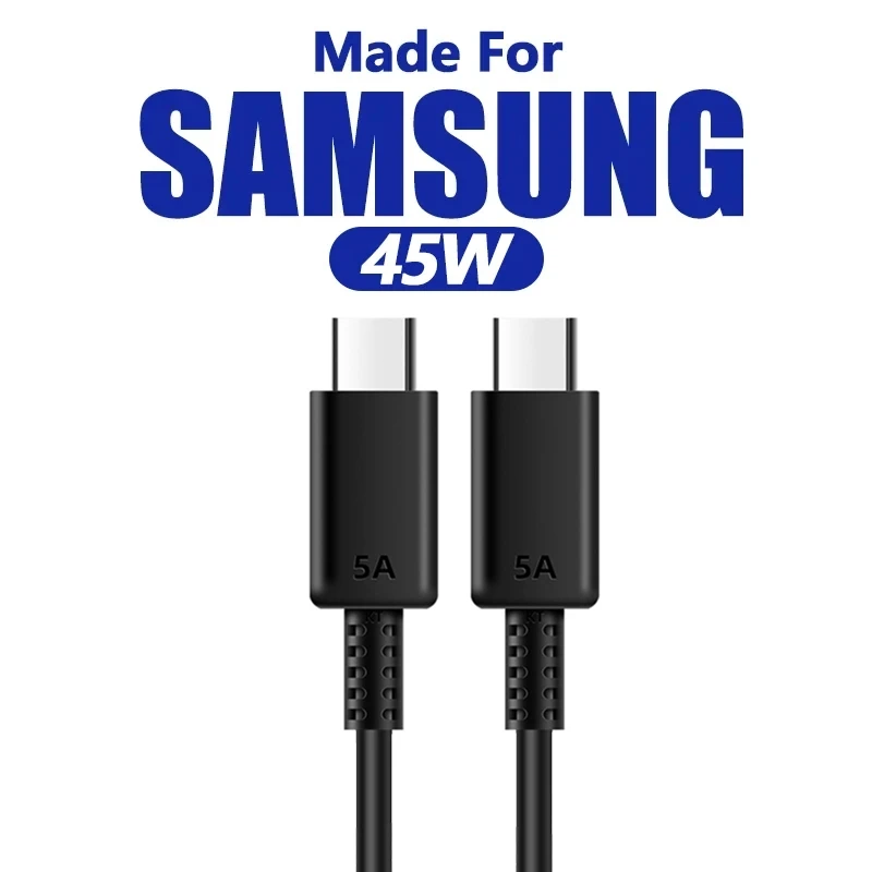 5A 45W PD USB-C Fast Charger for Samsung S22 S23 S24 Note 20 A14 A15 A25 A52 A53 A54 Type C Super Quick Charge Cable 1m 1.5m 2m