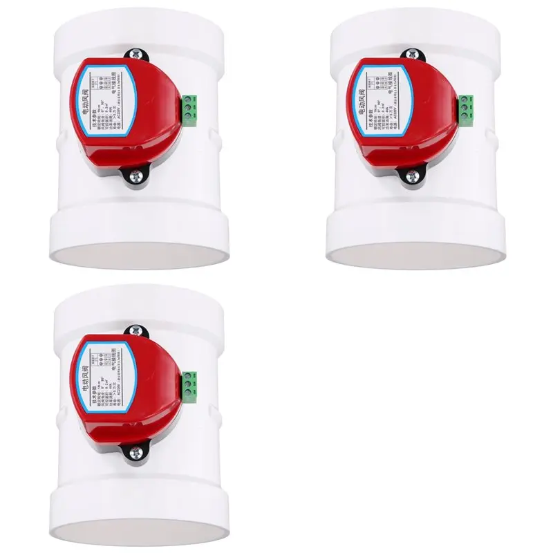 

3X Plastic Motorized Damper PVC Check Valve Air Duct Volume Controller For Ventilation Pipe 220VAC 110Mm-AT36
