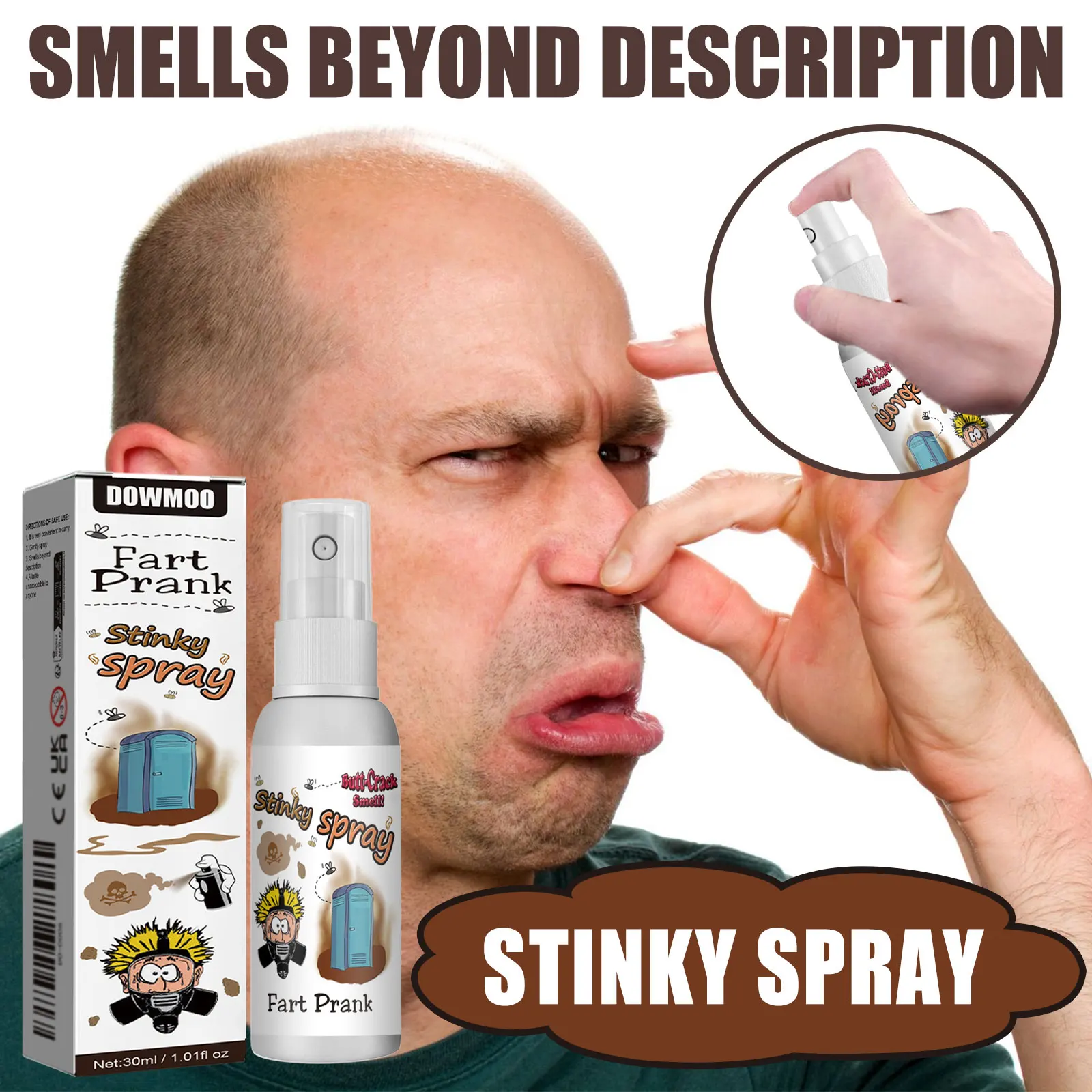DOWMOO Fart Prank Stinky Spray Non Toxic Strong Odor Prank Toy Joke Entertainment Halloween Props Liquid Portable Party Supplies