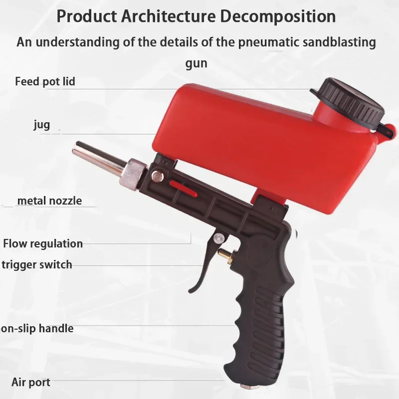 Small New 198L/min Sandblasting Gun Pneumatic Sandblasting Machine Manual Portable Rust Removal Sandblasting Gun Head