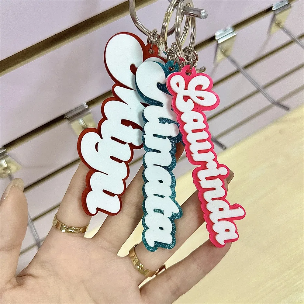 

Cute Font Custom Name Acrylic Keychain Backpack Diaper Nameplate Tag Personalized Bag Charm Key Ring Jewelry Anniversary Gift