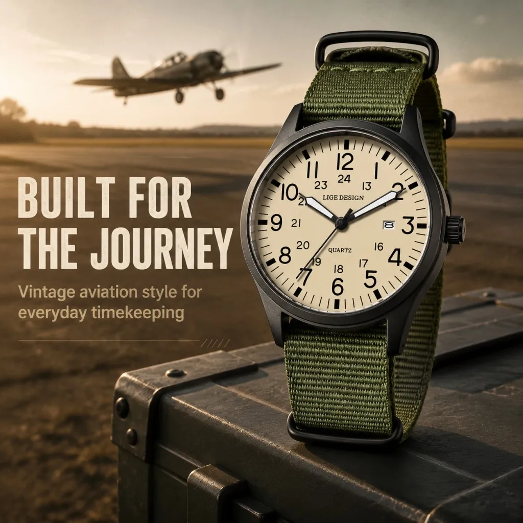 LIGE Herrenuhren mit Leuchtzeigern, Luxuriöse Militär-Sportuhr mit Datumsanzeige, Quarz-Armbanduhr, Lässige Nylon-Uhr, Relogio Masculino