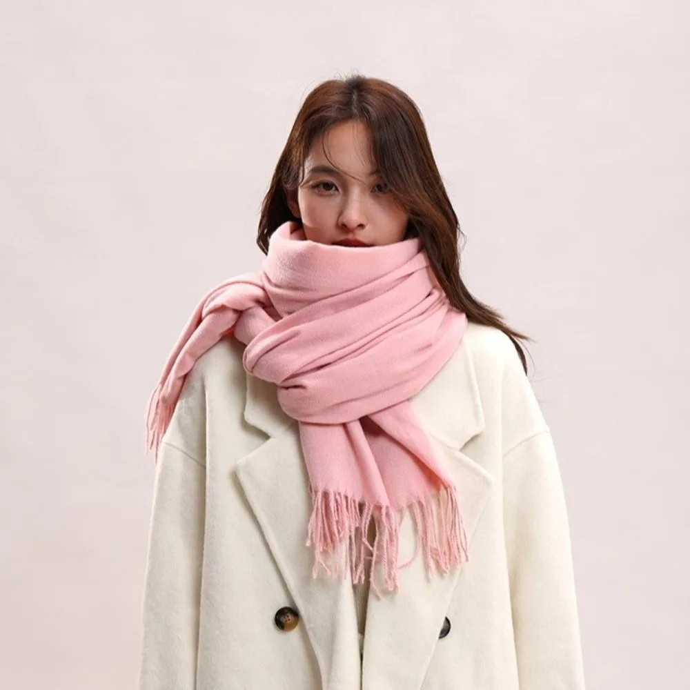

Fashion Tassel Imitation Cashmere Scarf Thickened Windproof Long Wool Scarf Korean Style Soft Winter Neckerchief Girls