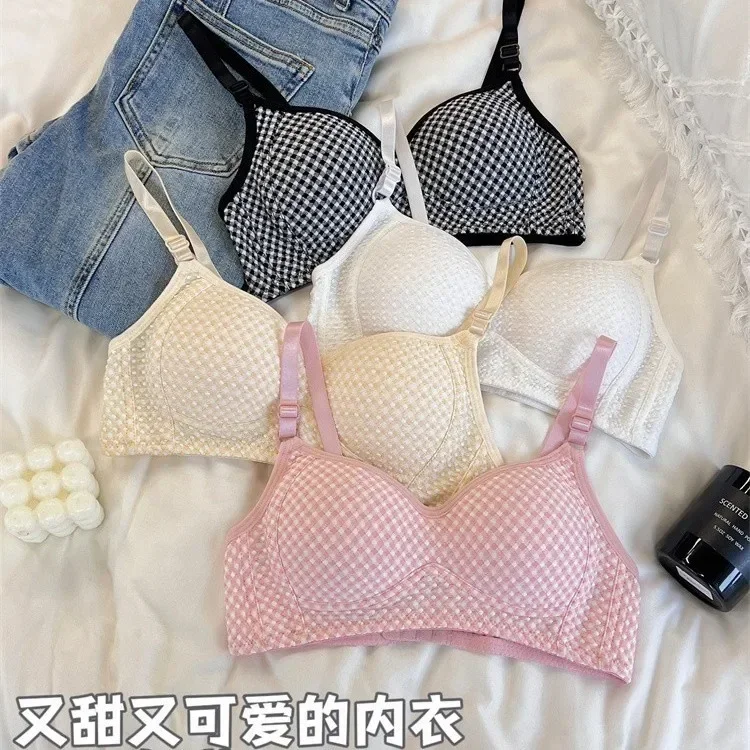 לבני נשים plaid יום הוא חזייה טרי, קל ונוח ללא תמיכה תת-חוטי