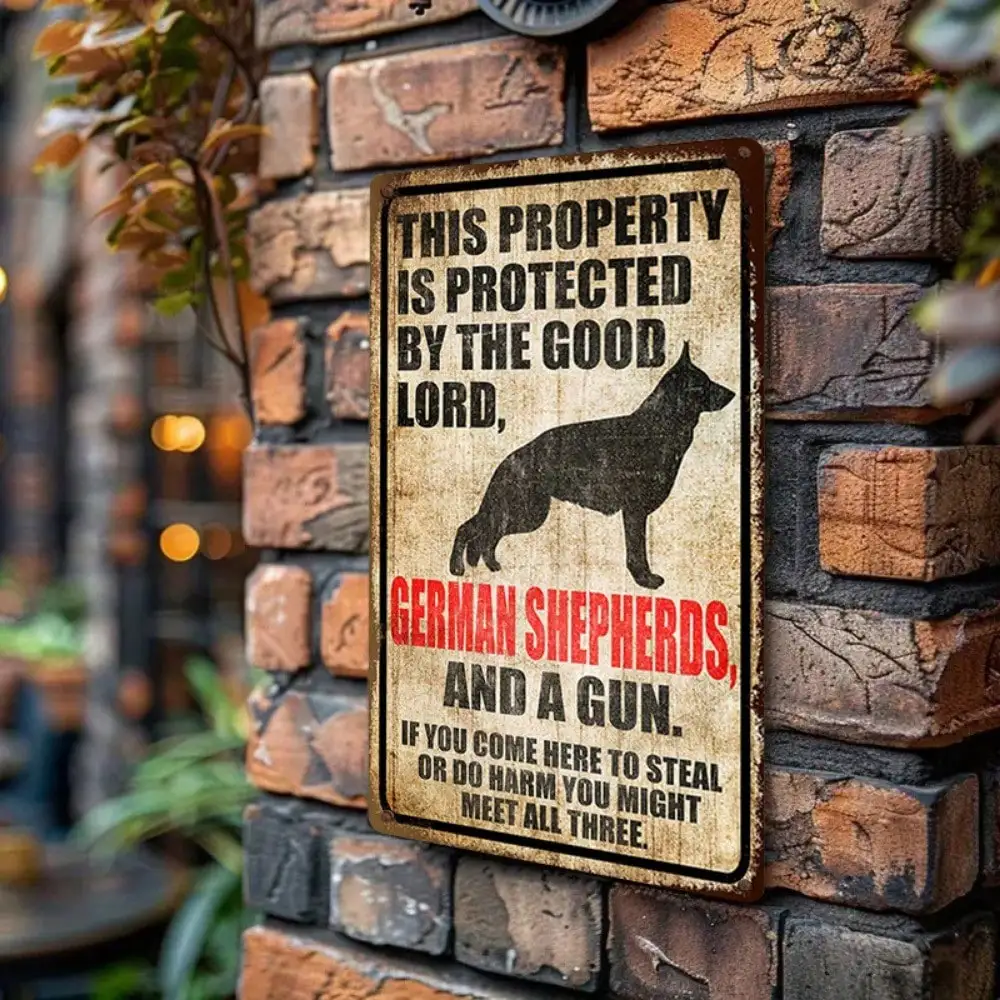 قطعة واحدة من لافتة القصدير الراعي الألماني - اقتباس تحذير قوي للكلاب، ديكور منزلي/خارجي، 8 × 12 بوصة/20 × 30 سم #6