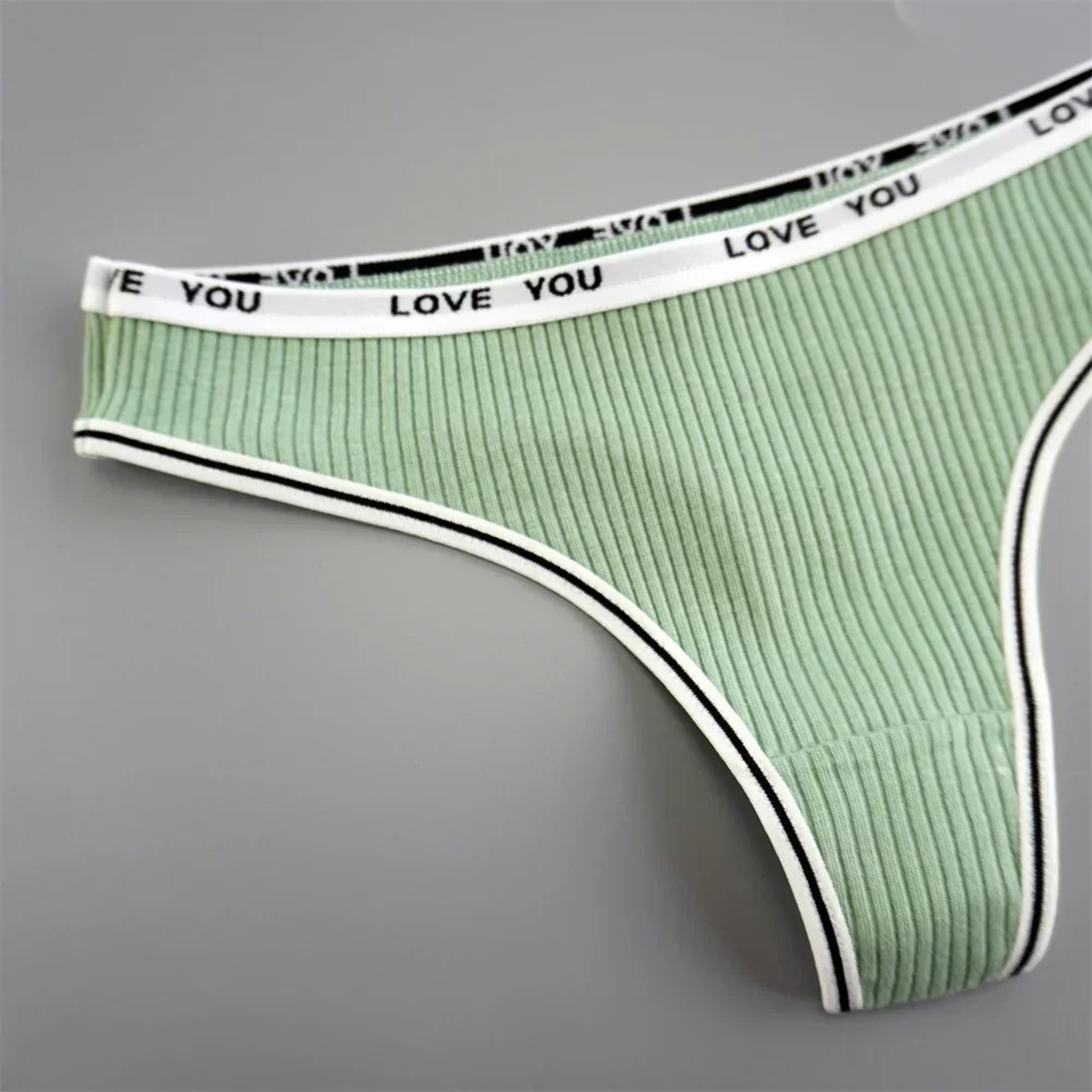 3 ks pohodlné kalhotky G-string dámské bavlněné 95% laides bikiny kalhotky spodní prádlo s nízkým pasem dívčí tangá jednobarevné - náhled 6