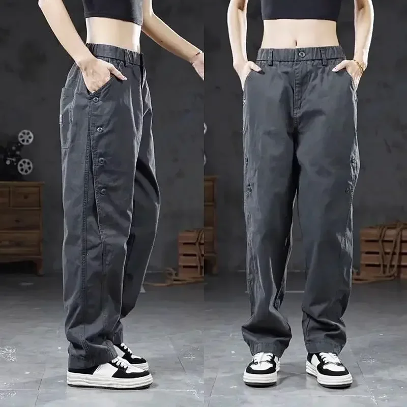 

Slacks Trousers Man Fashion Techwear Long Cotton Y2k Vintage Straight Cargo Pants Loose Regular Fit Designer Harajuku JJ1163