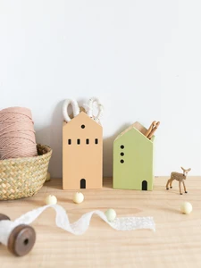 Rumah Kartun Tempat Pena Kayu Wadah Pensil Kuas Rias Kotak Penyimpanan Alat Tulis Siswa / Kantor Organizer Penyimpanan Desktop 12 penyelenggara penjualan terbaik - №