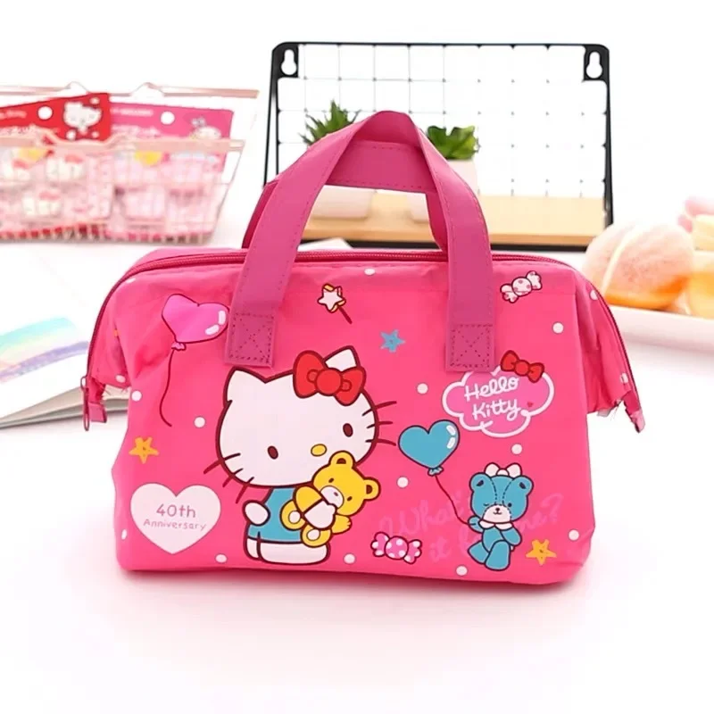 Hello Kitty Lunch Box Little Twin Star Cute Hand Bag Kuromi Shopping Cases Canvas Lunch Pouch Mummy Bag Girl Food My Melody