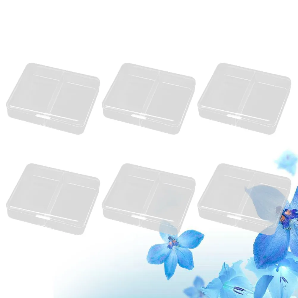

Набор из 6 пластиковых прямоугольных прозрачных коробок-органайзеров для хранения ювелирных изделий, серег, ручек и мелких предметов для дома и офиса