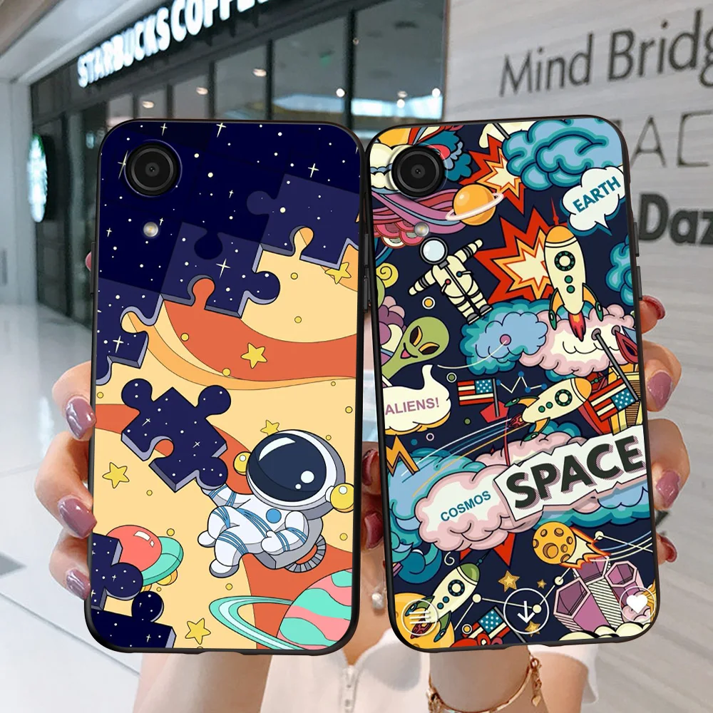 For Samsung Galaxy A03 Core Case SM-A032F A032F A03Core Phone Back Cover Silicone Soft black tpu case Cartoon Astronaut