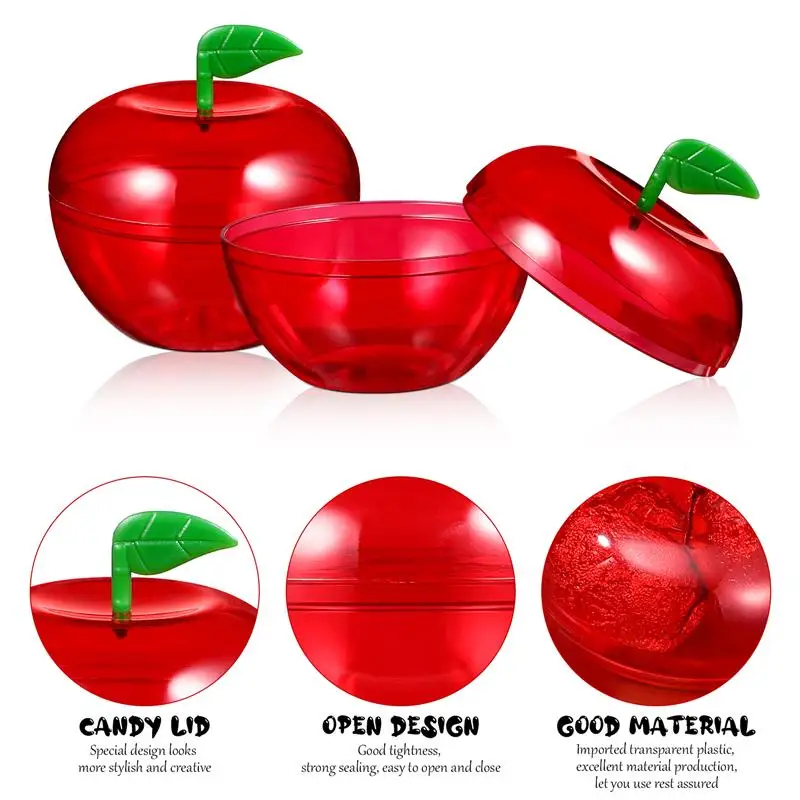 12Pcs Christmas Gifts Boxes Red Apple Shape Candy Containers Xmas Packaging Goodies Sweet Container For 2024 Navidad Party