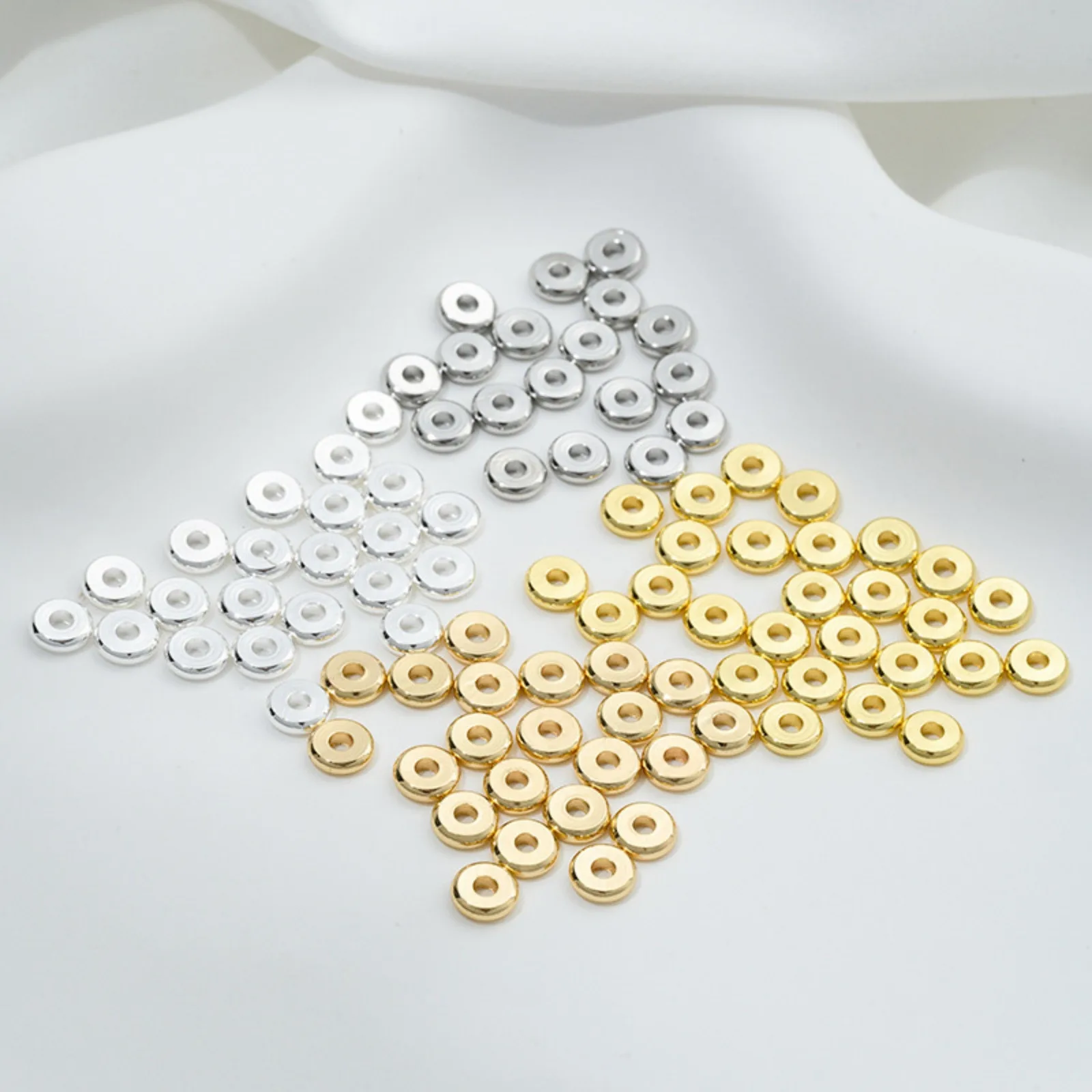 10/20PCs 3-6mm Brass Flat Round Loose Spacer Beads Separators Beads For Jewelry Bracelet Making Supplies Diy Accessories