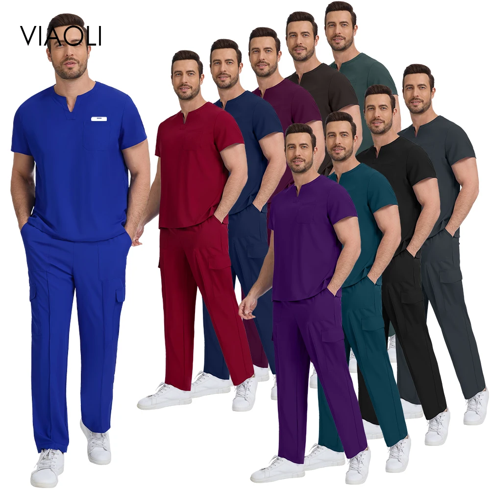 Ensemble de blouses médicales à manches courtes pour hommes et femmes, tenue chirurgicale respirante pour hôpital, vêtements de travail doux pour infirmières, 2 pièces, nouveauté