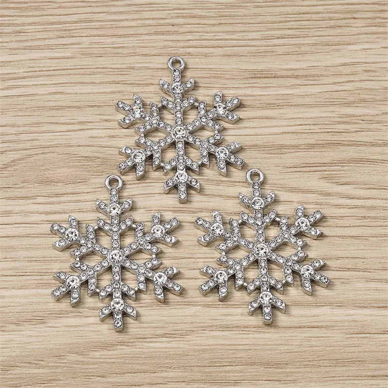 5 Stück 30x38mm Elegante Große Kristall-Weihnachtsschneeflocken-Anhänger für Schmuckherstellung, Ohrringe, Halsketten, DIY-Bastelbedarf – Detail 4