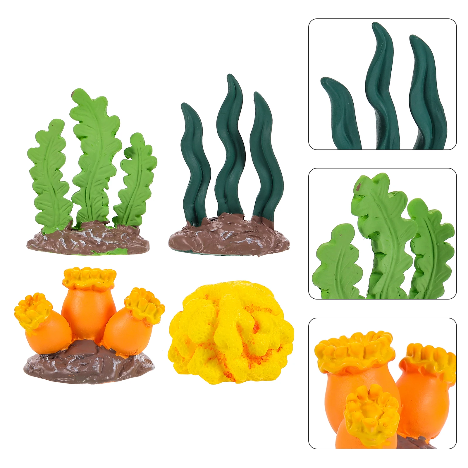 

4pcs Simulation Coral Decoration Fish Fake Plant Aquarium Landscaping Prop Resin Decorative Plants For Aquarium Turtle Tank