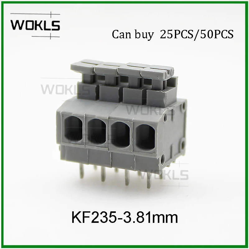 25Pcs/50Pcs Kf235-3.81mm Spring Push Type Terminal Block 2p 3p 4p 5p 6p 8p Screw Free PCB Terminal Block 3.81mm pitch