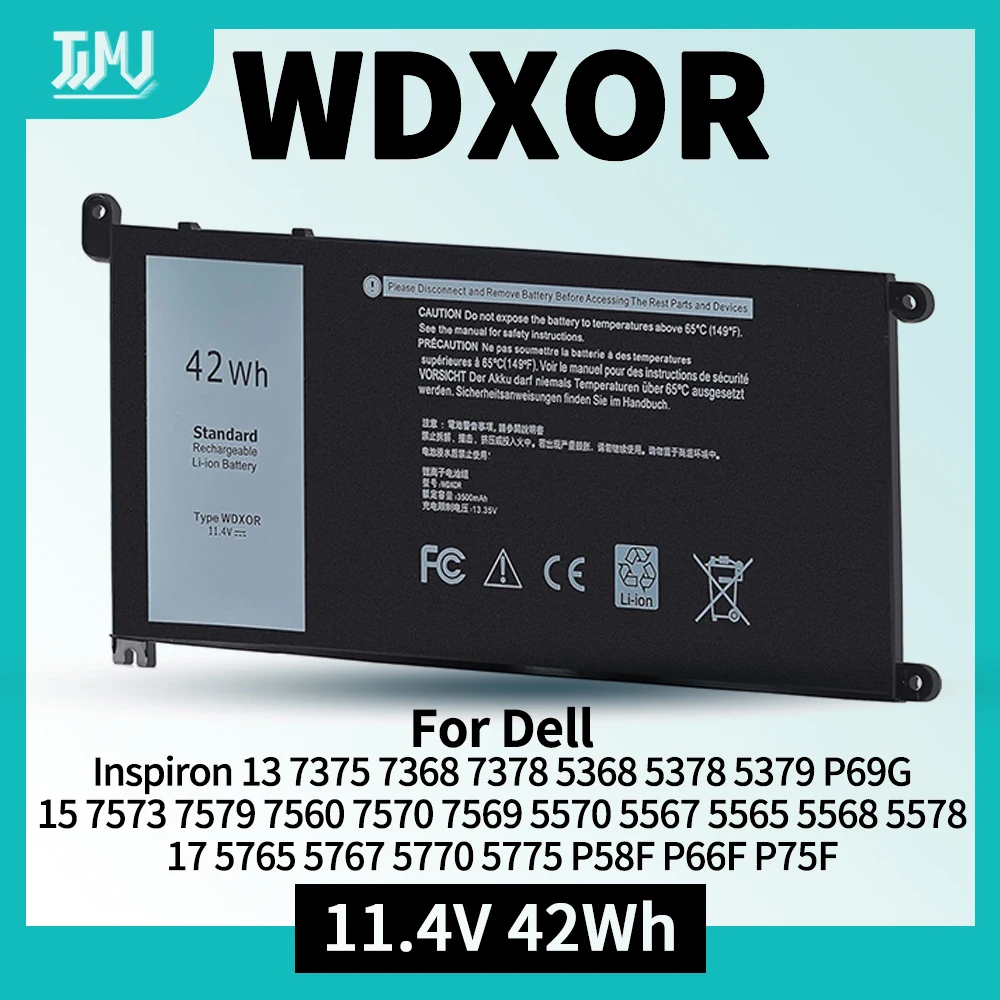 WDX0R WDXOR Battery for Dell Inspiron 13 7375 7368 7378 5368 P69G 15 7573 7579 7560 7570 7569 5565 17 5765 5767 5770 P58F P66F