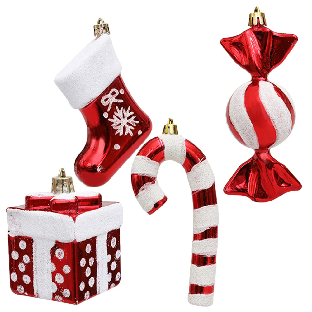 

4Pcs Candy Cane Hanging Ornaments Christmas Tree Decorations Xmas Party Supplies Home Garden Patio Bar Decor Christmas Ornament