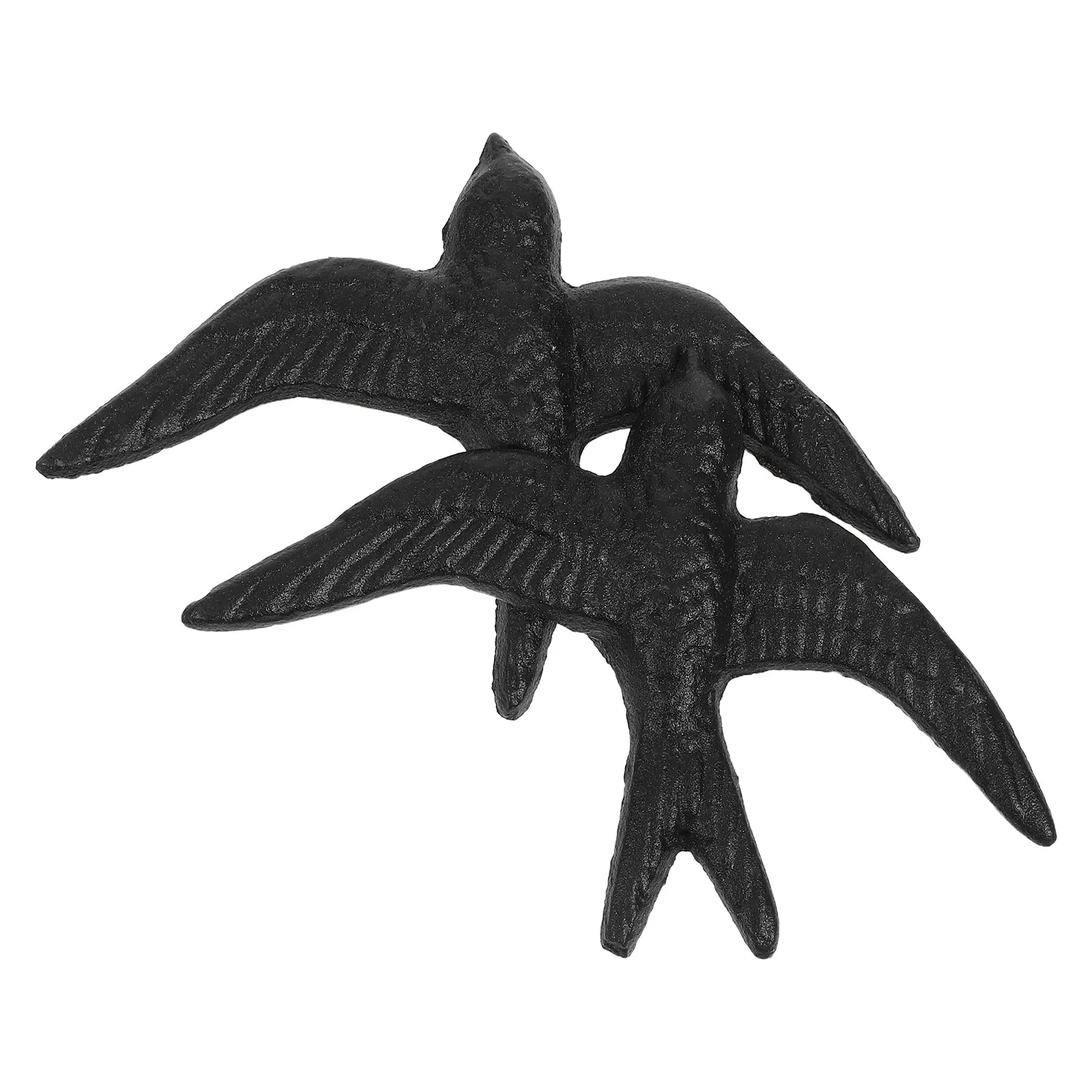 

2pcs Cast Iron Wall Decor Black Vintage Home Decor Metal Bird Statue Indoor Outdoor Garden Adornment