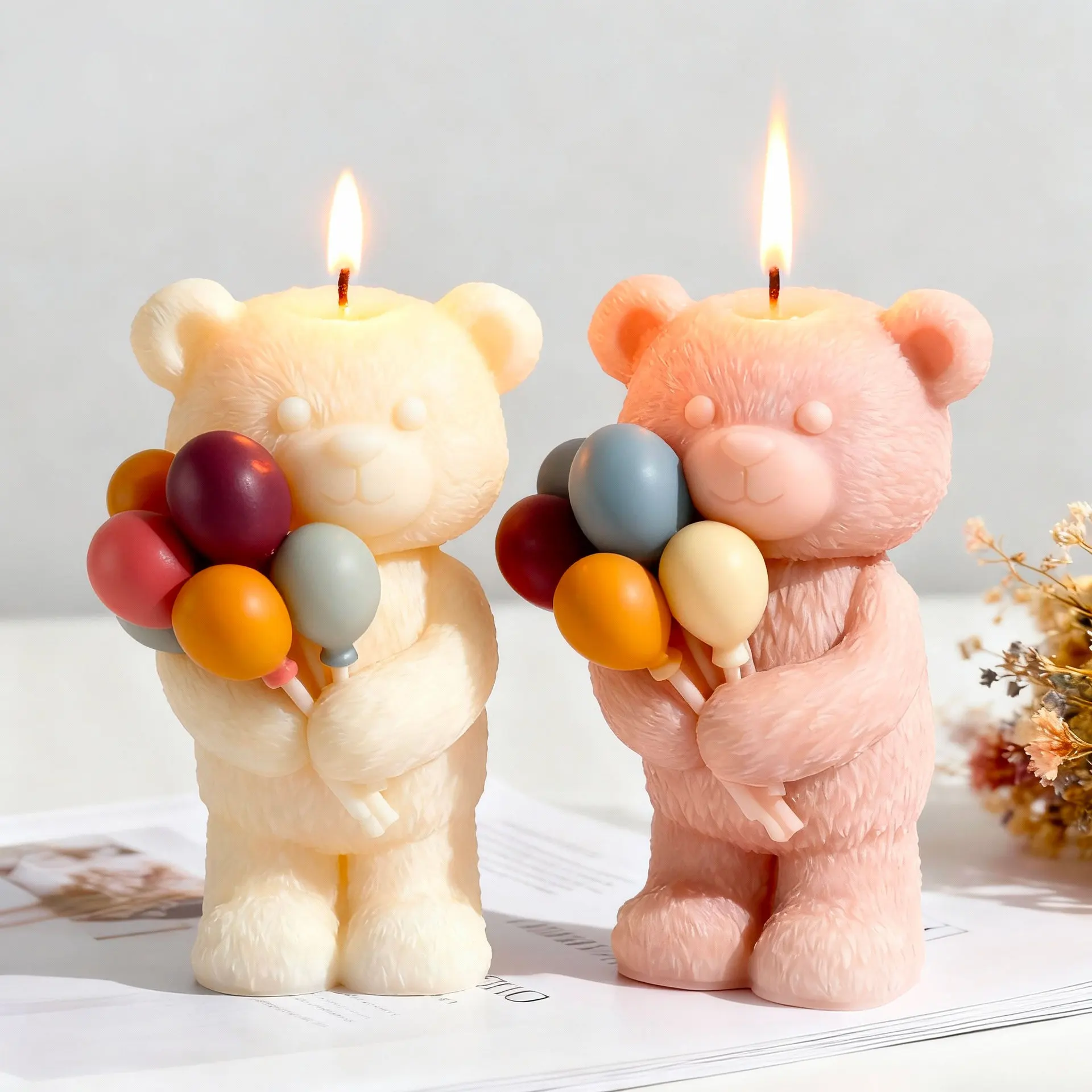 DIY Valentine's Day Balloon Bear Silicone Mold Handmade Gift Aroma Candle Gypsum Resin Decoration Molds