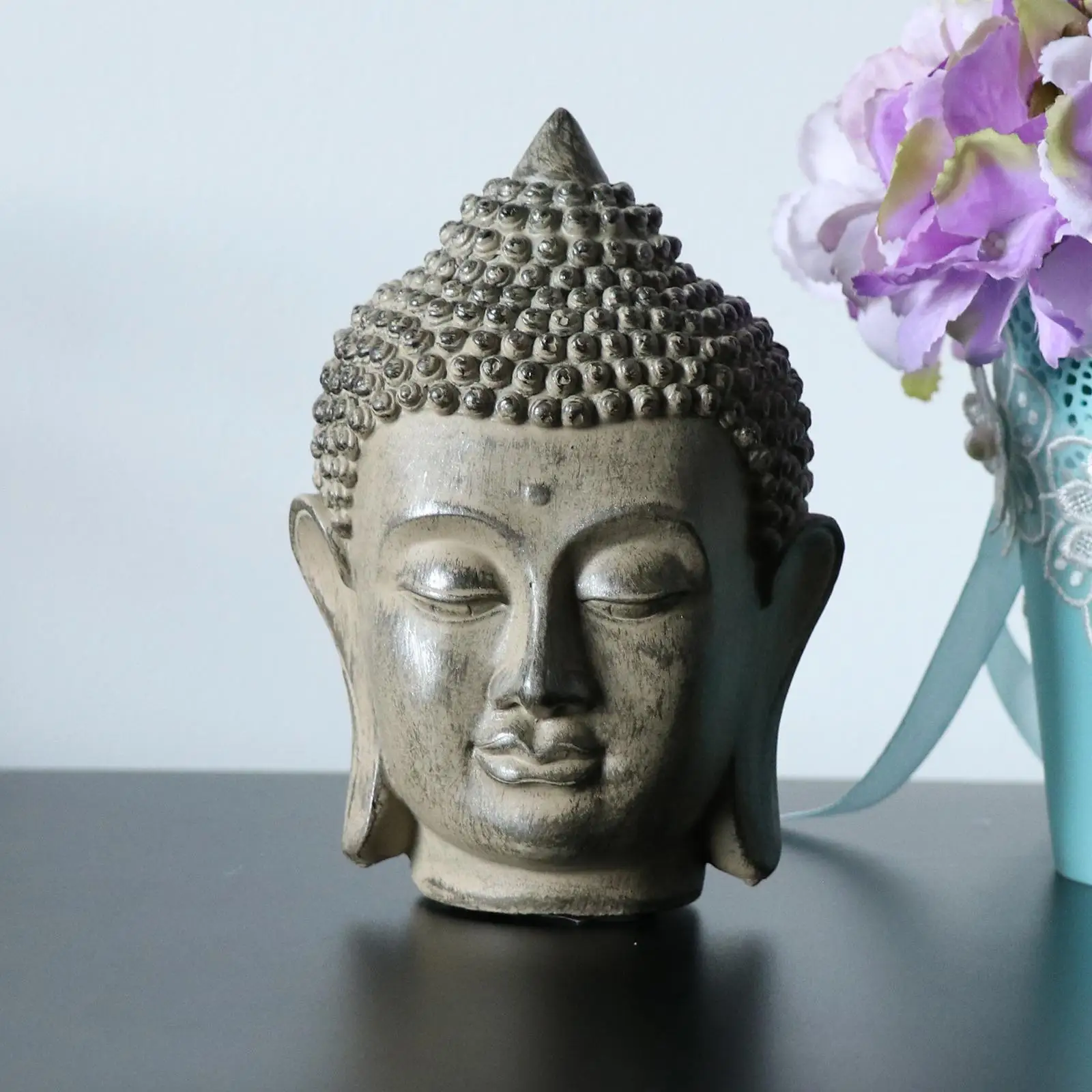 Buddha Head Statue Decorative Figurine Fengshui Porch Office Living Room Desktop Decoration Ornament Indoor/Outdoor Meditation