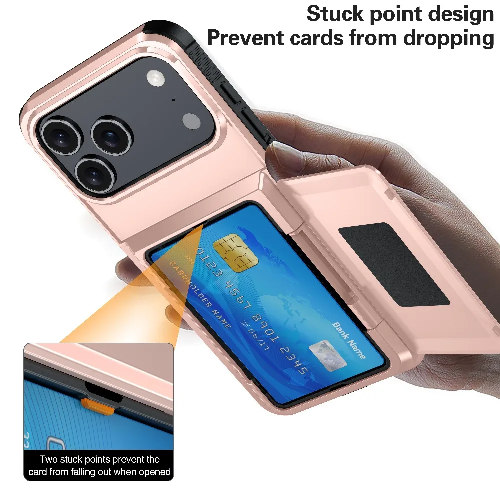New Style Flip Card Pocket Phone Case for iPhone 11-17 Pro Max Plus - 2-in-1 Wallet Protective Cover, Anti-Scratch Shockproof