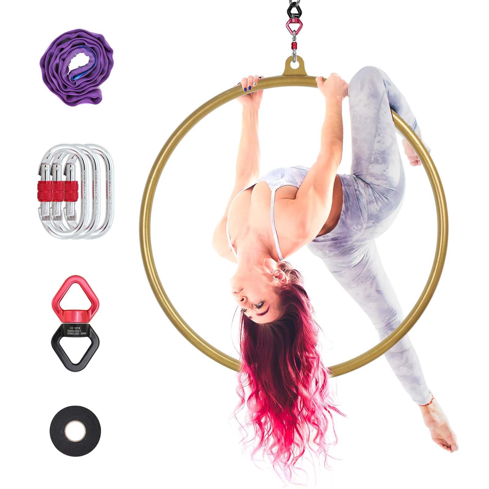 Golden Aerial Hoop 85/90/95cm Single Lyra Aerial Hoop Stainless Steel Yoga Hoop Circus Aerial Equipment for Acrobatics