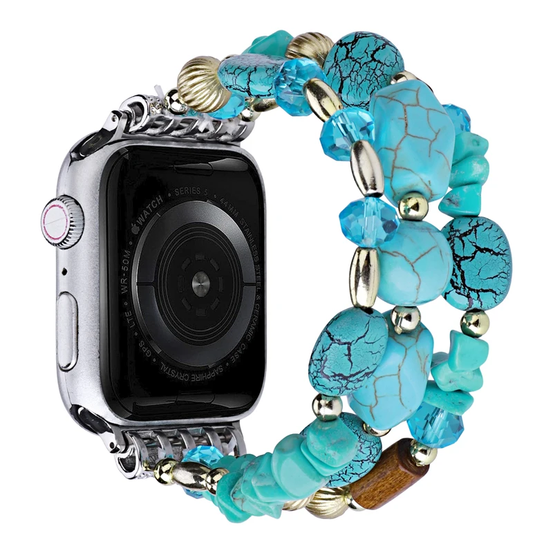 Bohemian Hand Beaded Bracelet for Apple Watch Band 40mm 41mm 45mm 38 44 49 Elastic Wristband for Iwatch 7 6 5 4 3 SE Woman Strap