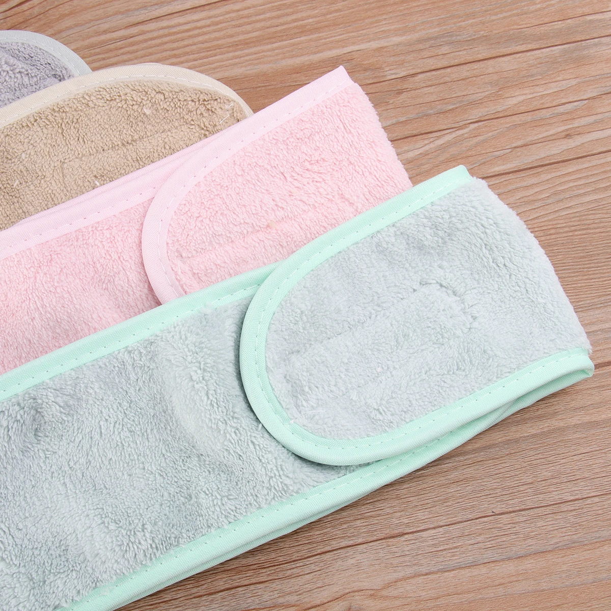 4 قطع من عصابات الشعر المتينة القابلة للتعديل، شريط لاصق ذاتي لمكياج اليوجا وغسل الوجه باللون الأخضر النعناعي والوردي والرمادي الجمل #4