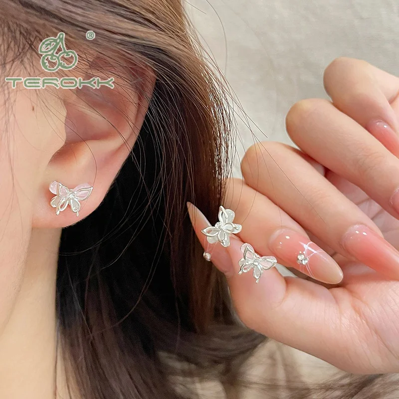 6Pcs/set Fashion Crystal Star Moon Stud Earrings For Women Sweet Temperament Butterfly Earring Party Jewelry Accessories Gift