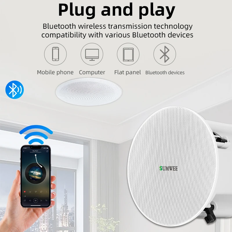 5inch 8 Ohm Professional Audio High End Wireless Bluetooth Ceiling Speaker Coaxial compatible Home Theater Sound active speaker