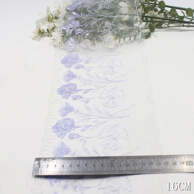 35Yards Embroidered Lace Fabric Navy Blue Floral Dress Sewing Trimmings Supplies Trim Bar Accessories DIY