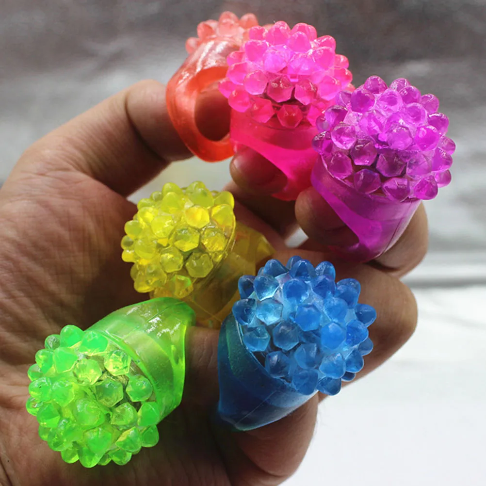 

10 Pcs Rings LED Flash Bumpy Soft Rubber Strawberry Shaped Flashing Jelly Child