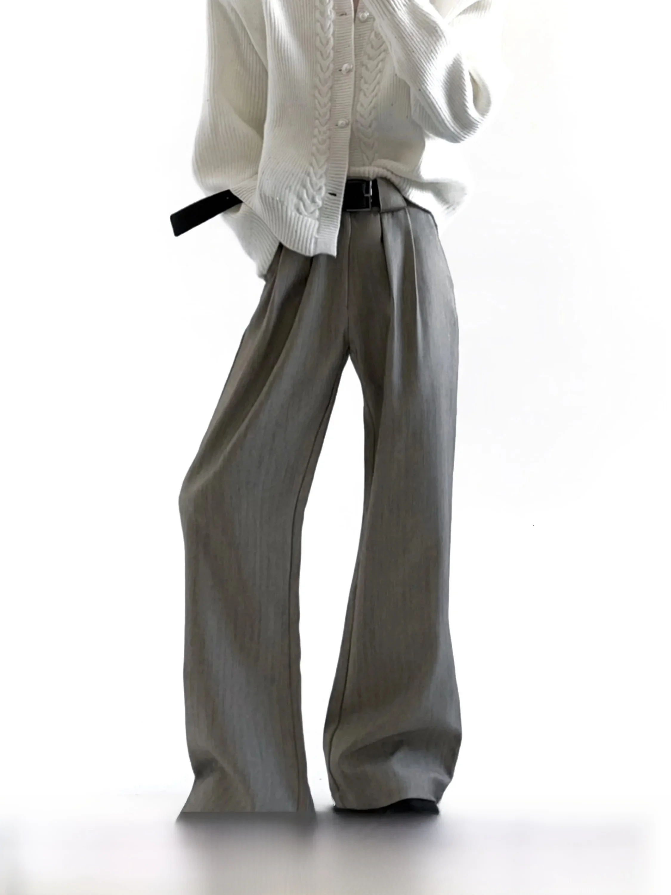 Autumn Mountain Style Men's Khaki Pants Draped Texture Stripe Straight Leg Trousers CleanFit Korean Style Casual Wear