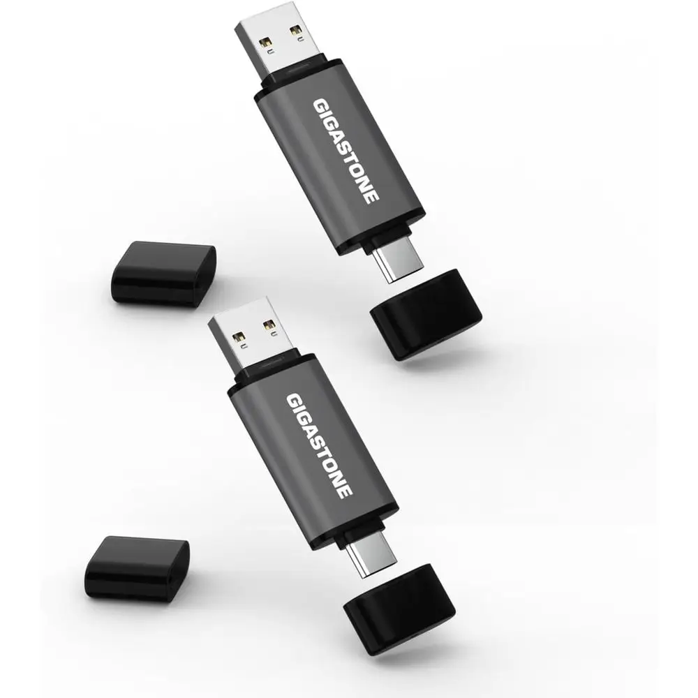 

128GB Dual Flash Drive Set, USB 3.2 Gen 1, Type-A & Type-C, 100MB/s Speed, Compatible with USB 2.0/3.0/3.1, Ideal for Design, Pl