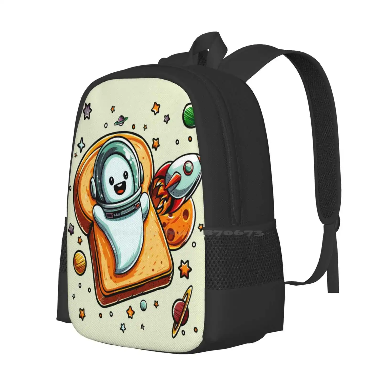 Space Ghost On Toast Hot Sale Schoolbag Backpack Fashion Bags Space Ghost Breakfast Rocket Ship Planets Moons Stars Astronaut