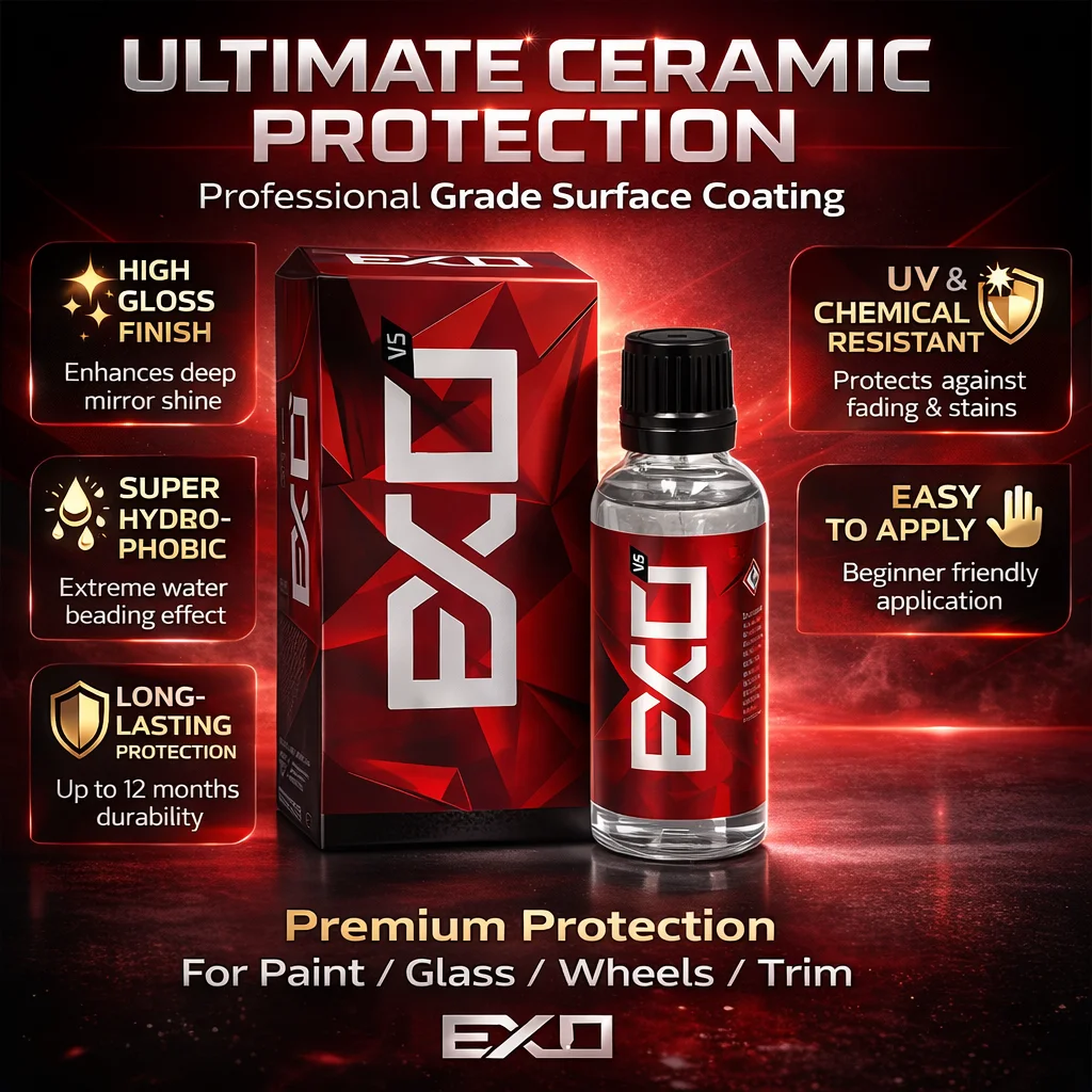 EXO Ultra Durable Hydrophobic Coating V5 Protect Your Paint Add Gloss Repel Contaminants Get Rid of Water-Spots