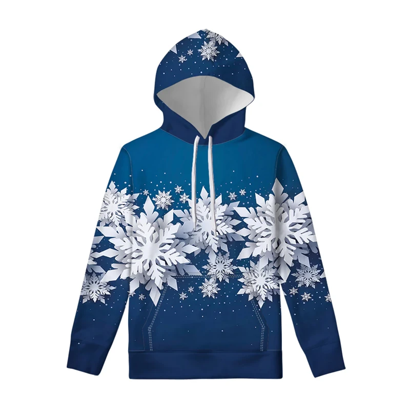 Men's Hooded 3D Snowflake Graphic Print Casual Hoodie Pullovers Holiday Outgoing Spring Autumn Clothing Harajuku Oversized Tops