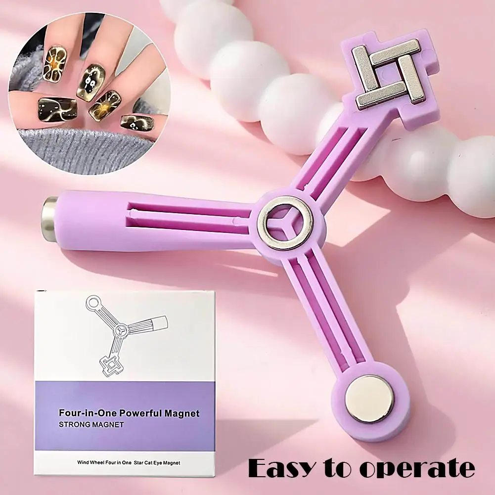 4-in-1 Cat Eye Magnet Tool Strong Magnetic Stick for French Star Flower Cat Eye Designs Magnet Pen for Nails Art Salon DIY