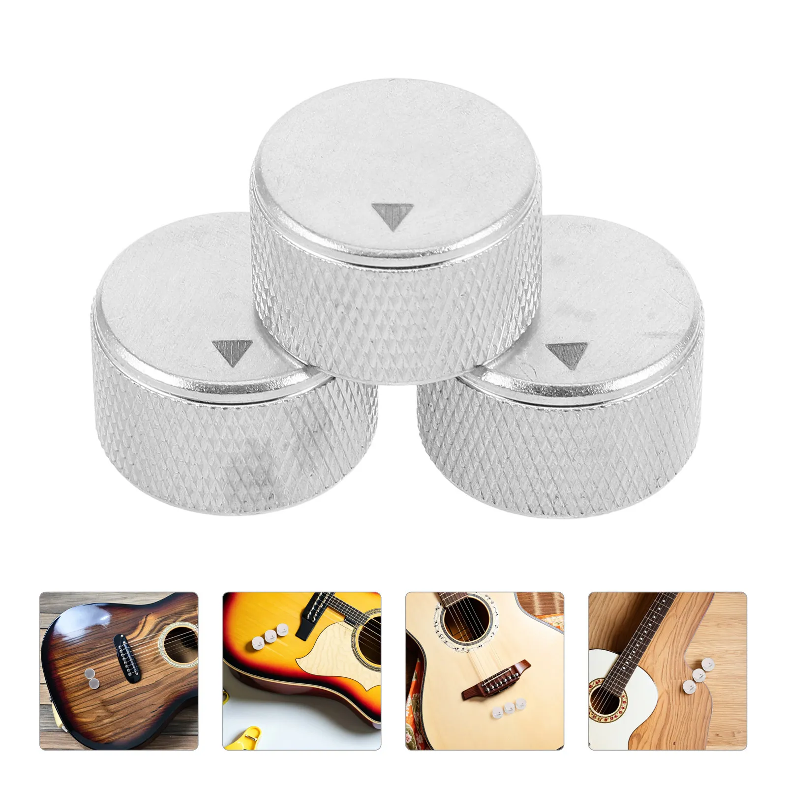 3Pcs Aluminum Potentiometer Knobs Brushed Knurled Volume Tone Control Knobs for Guitar Bass Amplifier Audio Equipment