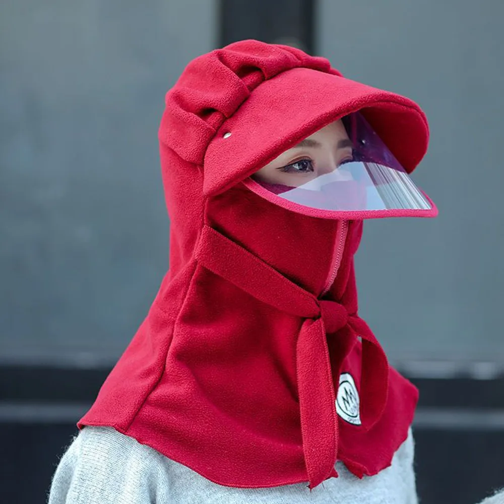 

Fashion Wide Brim Balaclava Hat Cold Proof Windproof Ear Protection Cap with Mask Scarf Breathable Cycling Mask Winter