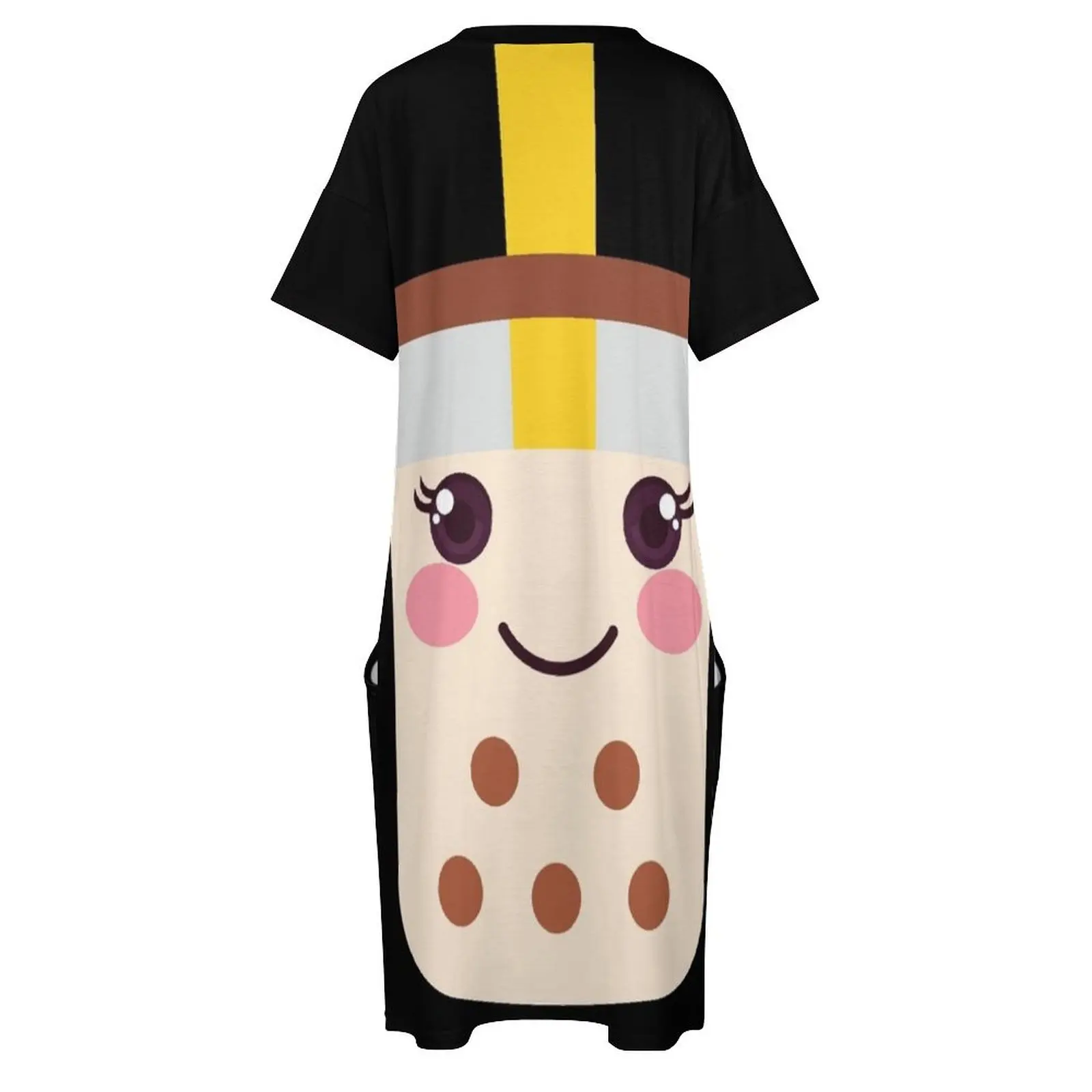 Cute Boba Milk Tea Kawaii Bubble Tea Lover Loose Pocket Dress summer dresses women 2025 evening dress ladies dresses for prom