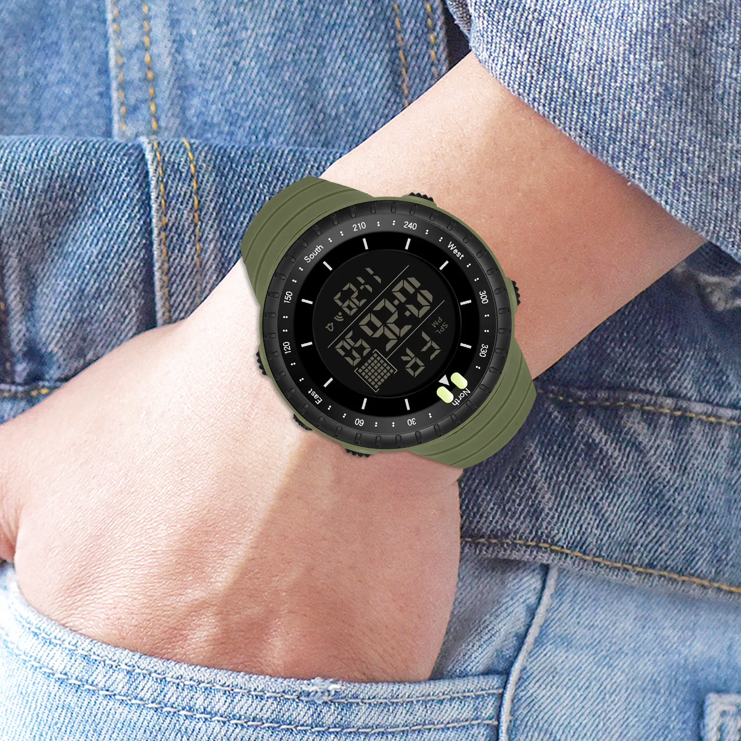 Часы наручные SYNOKE мужские с хронографом, брендовые водонепроницаемые светящиеся Многофункциональные цифровые в стиле милитари, 50 м