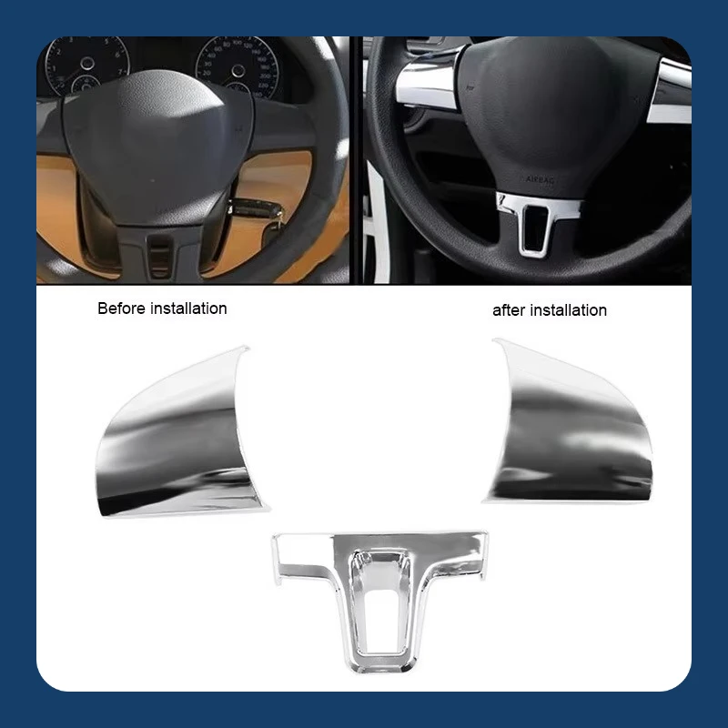 ABS Chrome Plated 369 Point Mirror Covered Steering Wheel Decorative Sticker for VW Polo Golf Bora JETTA MK5 6 Modification Part
